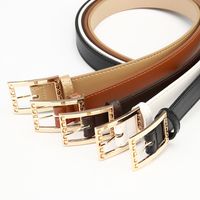 Simple Style Solid Color Pu Leather Alloy Plating Women's Leather Belts 1 Piece main image 5