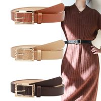 Simple Style Solid Color Pu Leather Alloy Plating Women's Leather Belts 1 Piece main image 1