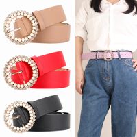 Cute Sweet Solid Color Pu Leather Alloy Plating Women's Leather Belts 1 Piece main image 1