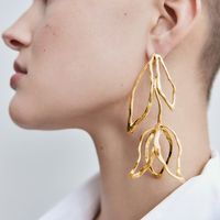 1 Pair Fashion Leaves Metal Plating Gold Plated Women's Drop Earrings main image 3