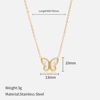 Fashion Butterfly Stainless Steel Titanium Steel Plating Inlay Shell Pendant Necklace 1 Piece sku image 1