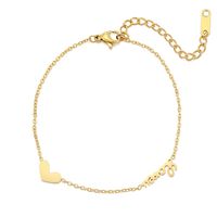 Simple Style Heart Shape Titanium Steel Inlaid Gold Bracelets 1 Piece main image 4