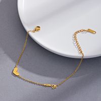 Simple Style Heart Shape Titanium Steel Inlaid Gold Bracelets 1 Piece main image 3