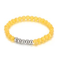 Retro Solid Color Stainless Steel Opal Beaded Bracelets 1 Piece sku image 2
