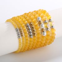 Retro Solid Color Stainless Steel Opal Beaded Bracelets 1 Piece main image 1