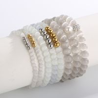 Retro Solid Color Stainless Steel Opal Beaded Bracelets 1 Piece main image 1