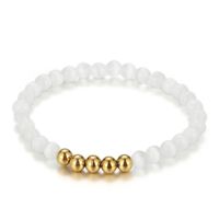 Retro Solid Color Stainless Steel Opal Beaded Bracelets 1 Piece sku image 5