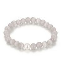 Retro Solid Color Stainless Steel Opal Beaded Bracelets 1 Piece sku image 7