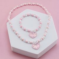 Cute Heart Shape Artificial Crystal Resin Beaded Girl's Necklace main image 6