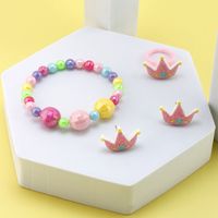 1 Set Simple Style Crown Resin Beaded Children Unisex Rings Bracelets main image 5