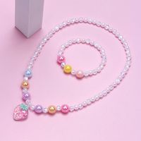 Cute Strawberry Artificial Crystal Resin Beaded Girl's Necklace sku image 2