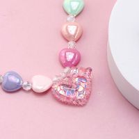 Cute Heart Shape Artificial Crystal Resin Beaded Girl's Necklace main image 5