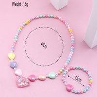 Cute Heart Shape Artificial Crystal Resin Beaded Girl's Necklace main image 4