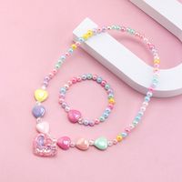 Cute Heart Shape Artificial Crystal Resin Beaded Girl's Necklace main image 6