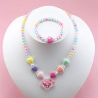 Mignon Forme De Cœur Cristal Artificiel Résine Perlé Filles Collier main image 3