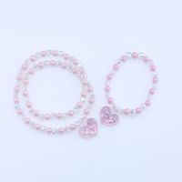 Cute Heart Shape Artificial Crystal Resin Beaded Girl's Necklace main image 3