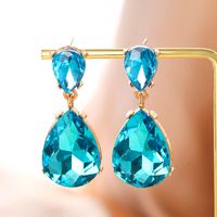 1 Pair Fashion Water Droplets Plating Glass Drop Earrings sku image 4