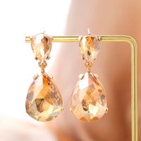 1 Pair Fashion Water Droplets Plating Glass Drop Earrings sku image 2