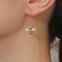 1 Par Moda Forma De Corazón Abeja Mariposa Metal Enchapado Embutido Perla Circón Mujeres Línea Del Oído main image 5