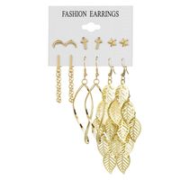 6 Pairs Retro Leaf Alloy Plating Inlay Carving Artificial Crystal Women's Drop Earrings Ear Studs sku image 2
