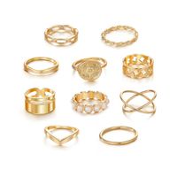 1 Set Fashion Geometric Alloy Plating Artificial Pearls Rhinestones Women's Rings sku image 2