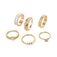 1 Set Fashion Geometric Alloy Plating Artificial Pearls Rhinestones Women's Rings main image 3