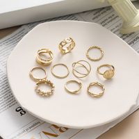1 Set Fashion Geometric Alloy Plating Artificial Pearls Rhinestones Women's Rings main image 2