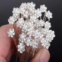 Fashion Flower Alloy Inlay Artificial Crystal Hairpin 20 Pieces sku image 1