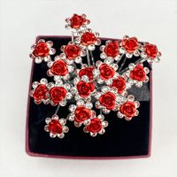 Fashion Flower Alloy Inlay Artificial Crystal Hairpin 20 Pieces main image 5