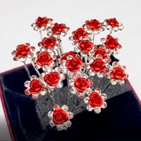 Fashion Flower Alloy Inlay Artificial Crystal Hairpin 20 Pieces main image 1