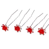 Fashion Flower Alloy Inlay Artificial Crystal Hairpin 20 Pieces main image 6