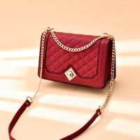 Women's Small Pu Leather Solid Color Elegant Classic Style Square Zipper Crossbody Bag sku image 2