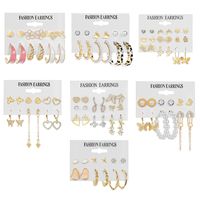 6 Pairs Fashion Heart Shape Flower Butterfly Imitation Pearl Alloy Plating Inlay Artificial Crystal Women's Drop Earrings Ear Studs main image 1