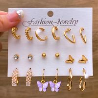1 Set Fashion Geometric Arylic Alloy Plating Artificial Pearls Women's Drop Earrings sku image 7