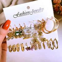 1 Set Fashion Geometric Arylic Alloy Plating Artificial Pearls Women's Drop Earrings main image 5