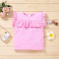 Fashion Solid Color Patchwork Cotton T-shirts & Blouses sku image 8