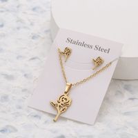1 Piece Simple Style Star Cat Butterfly Stainless Steel Women's Jewelry Set sku image 4