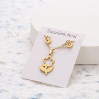 1 Piece Simple Style Star Cat Butterfly Stainless Steel Women's Jewelry Set sku image 8