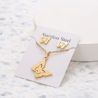 1 Piece Simple Style Star Cat Butterfly Stainless Steel Women's Jewelry Set sku image 7