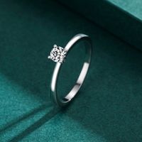 Simple Style Round Sterling Silver Inlay Artificial Gemstones Rings 1 Piece main image 1