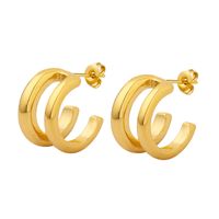 1 Pair Fashion C Shape Plating Titanium Steel Earrings main image 3