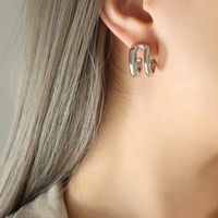 1 Pair Fashion C Shape Plating Titanium Steel Earrings sku image 2