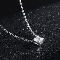 Simple Style Square Sterling Silver Inlay Zircon Pendant Necklace 1 Piece main image 4