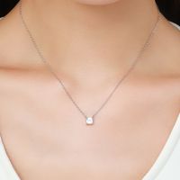 Simple Style Square Sterling Silver Inlay Zircon Pendant Necklace 1 Piece main image 1