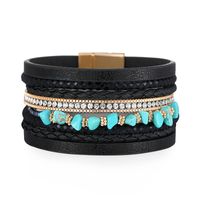Bohemian Geometric Pu Leather Braid Turquoise Unisex Bracelets main image 2
