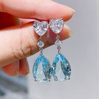 Elegant Water Droplets Copper Inlay Zircon Drop Earrings 1 Pair main image 2