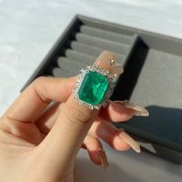 Simple Style Square Silver Plating Inlay Zircon Rings 1 Piece main image 1