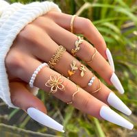 10 Pieces Simple Style Flower Alloy Hollow Out Women's Rings main image 2