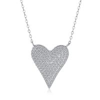 Fashion Heart Shape Silver Plating Inlay Zircon Necklace 1 Piece sku image 2