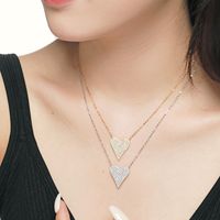 Fashion Heart Shape Silver Plating Inlay Zircon Necklace 1 Piece main image 3
